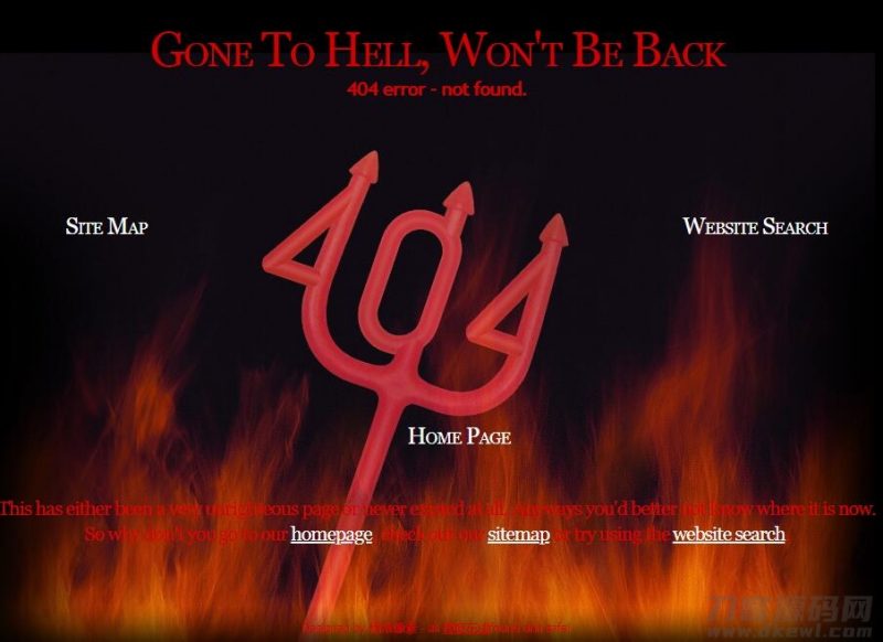 恐怖地狱火恶魔叉404模板下载-免费分享网